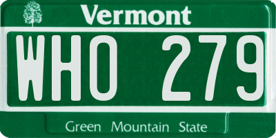 VT license plate WHO279