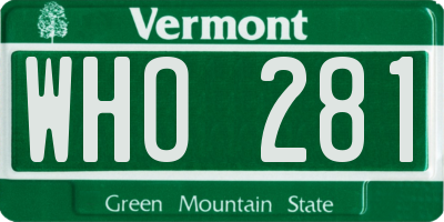 VT license plate WHO281