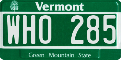 VT license plate WHO285