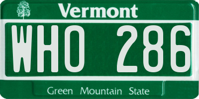 VT license plate WHO286