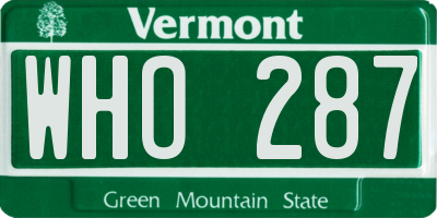 VT license plate WHO287