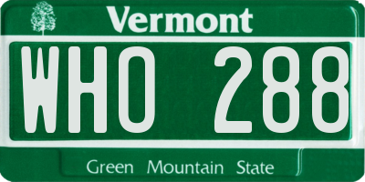 VT license plate WHO288