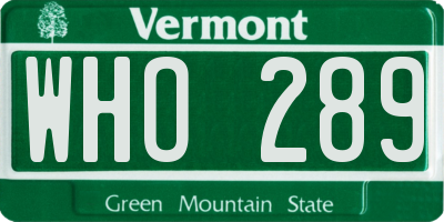 VT license plate WHO289