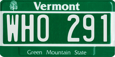 VT license plate WHO291