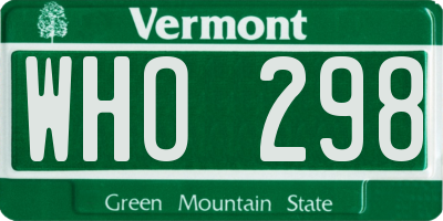 VT license plate WHO298
