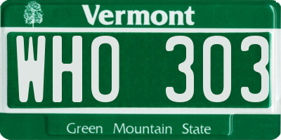 VT license plate WHO303