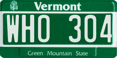 VT license plate WHO304