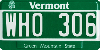VT license plate WHO306