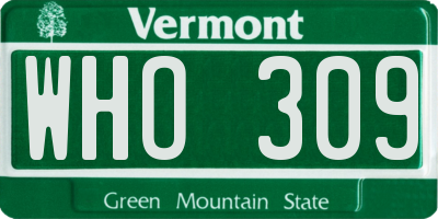 VT license plate WHO309
