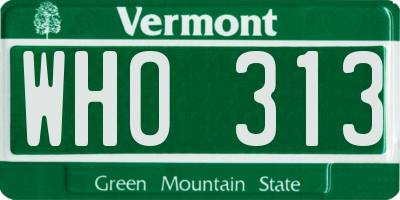VT license plate WHO313