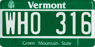 VT license plate WHO316