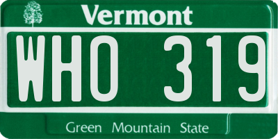 VT license plate WHO319