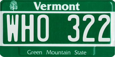 VT license plate WHO322