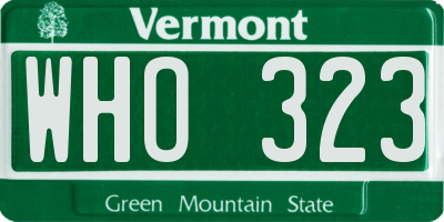 VT license plate WHO323