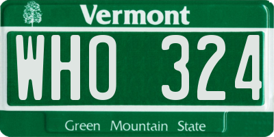 VT license plate WHO324