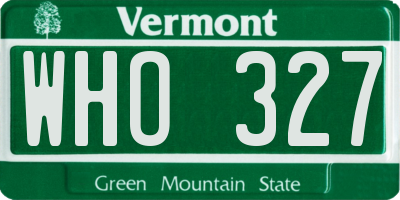 VT license plate WHO327