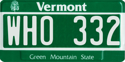 VT license plate WHO332