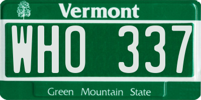 VT license plate WHO337