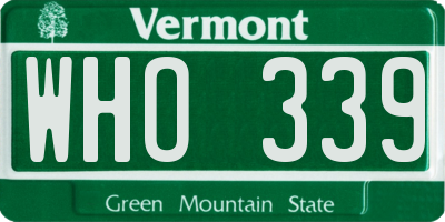 VT license plate WHO339
