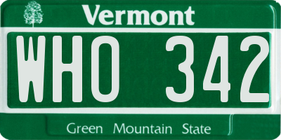 VT license plate WHO342