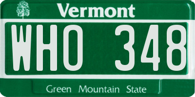 VT license plate WHO348