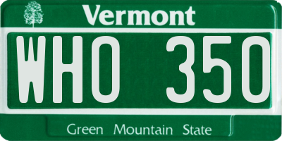 VT license plate WHO350
