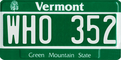 VT license plate WHO352