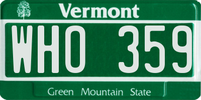 VT license plate WHO359
