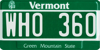 VT license plate WHO360