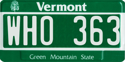 VT license plate WHO363
