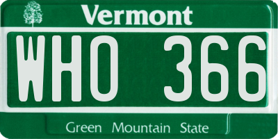 VT license plate WHO366
