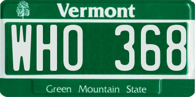 VT license plate WHO368