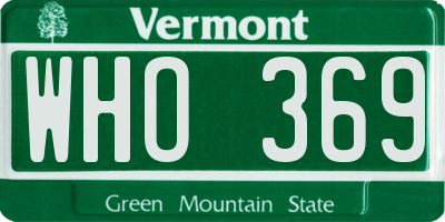 VT license plate WHO369