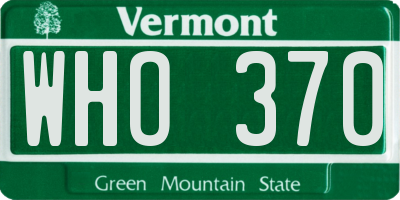VT license plate WHO370