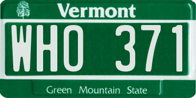 VT license plate WHO371