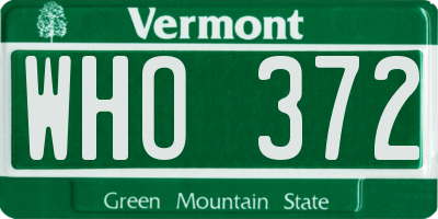 VT license plate WHO372