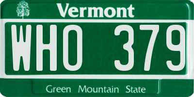 VT license plate WHO379