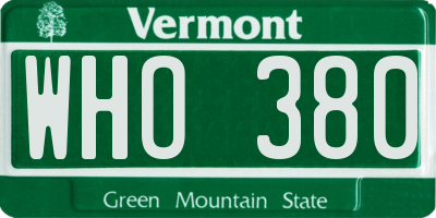 VT license plate WHO380