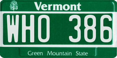 VT license plate WHO386