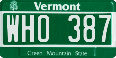 VT license plate WHO387
