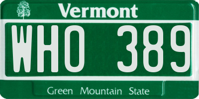 VT license plate WHO389
