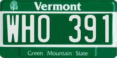 VT license plate WHO391