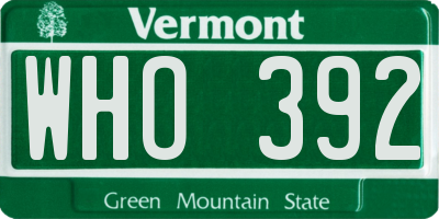 VT license plate WHO392