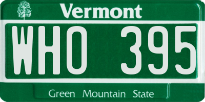 VT license plate WHO395