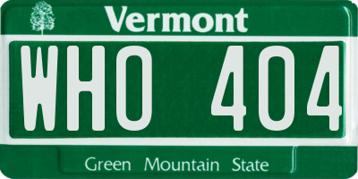 VT license plate WHO404