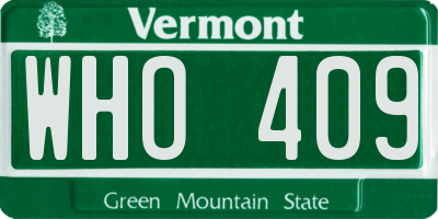 VT license plate WHO409