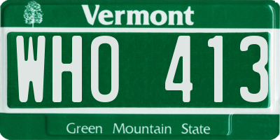 VT license plate WHO413