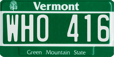 VT license plate WHO416