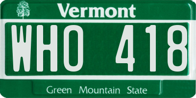 VT license plate WHO418