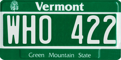 VT license plate WHO422